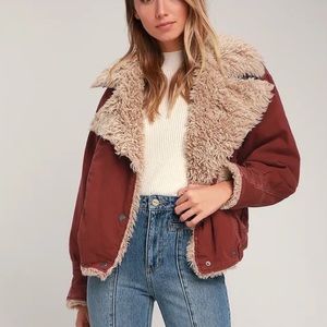 Owen Wine Red Oversized Sherpa Jacket